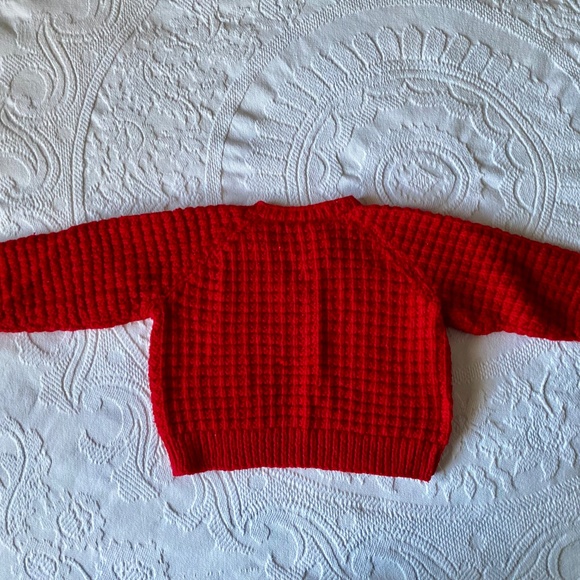Vintage Red Hand Knit 18-24 Months Baby Sweater - Picture 5 of 7